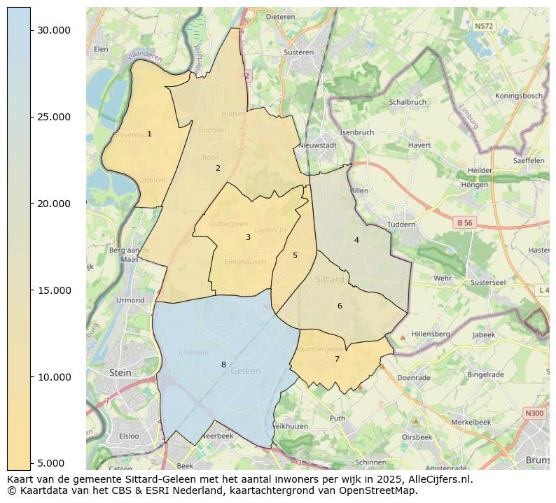 Afbeelding van de gemeente Sittard-Geleen op de kaart.
