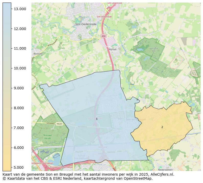 Afbeelding van de gemeente Son en Breugel op de kaart.
