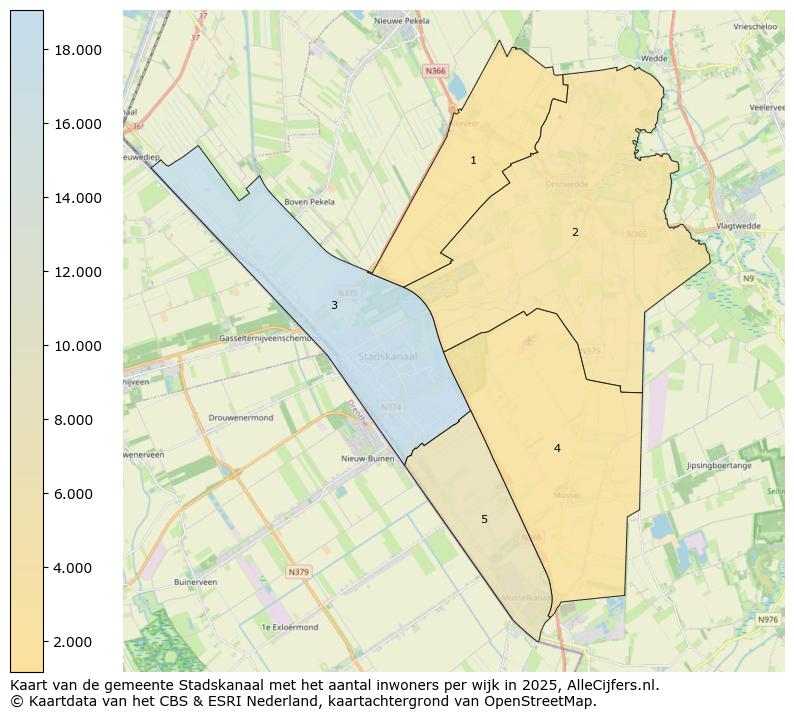 Afbeelding van de gemeente Stadskanaal op de kaart.