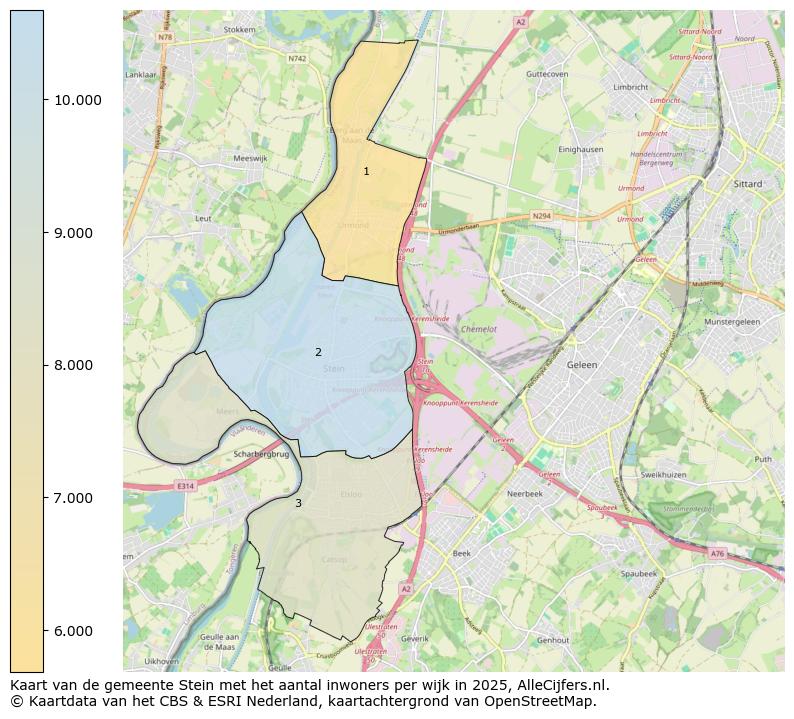 Afbeelding van de gemeente Stein op de kaart.