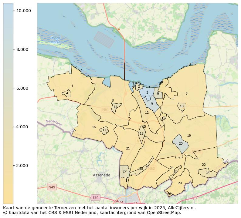 Afbeelding van de gemeente Terneuzen op de kaart.