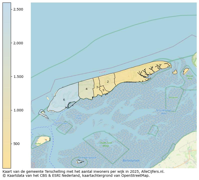 Afbeelding van de gemeente Terschelling op de kaart.