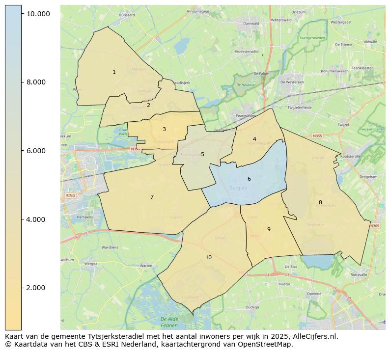Afbeelding van de gemeente Tytsjerksteradiel op de kaart.