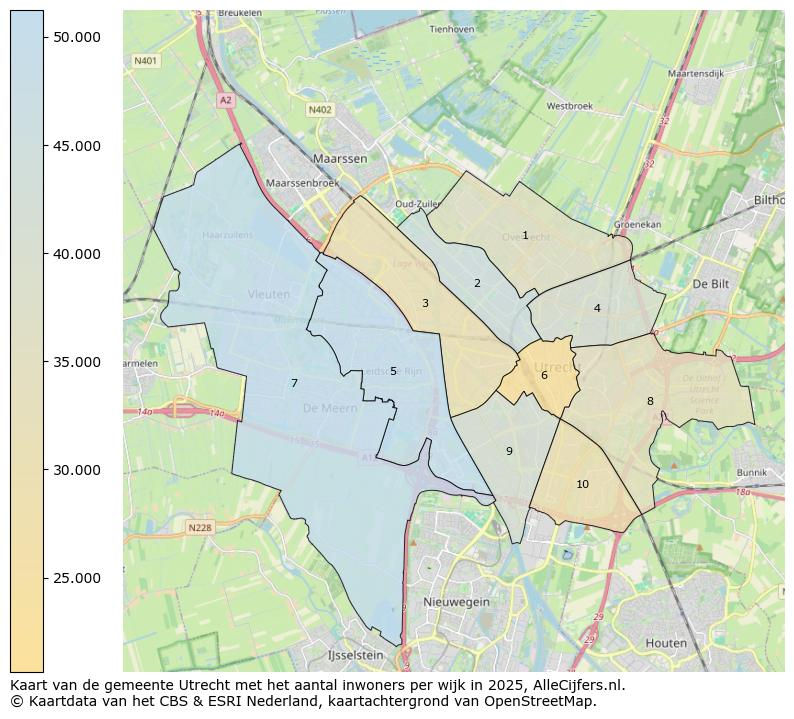 Afbeelding van de gemeente Utrecht op de kaart.
