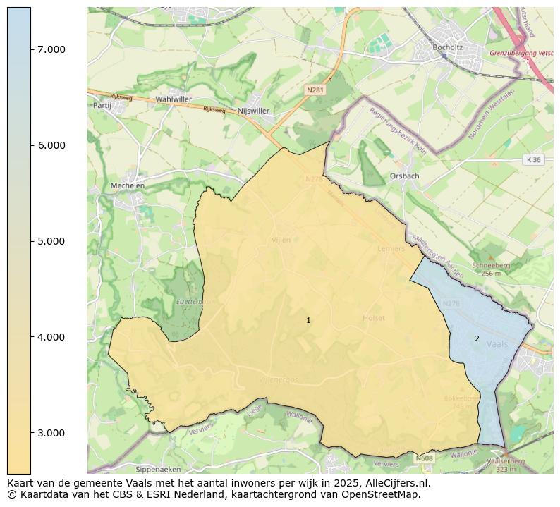 Afbeelding van de gemeente Vaals op de kaart.