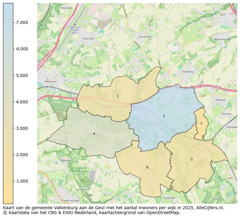Afbeelding van de gemeente Valkenburg aan de Geul op de kaart.