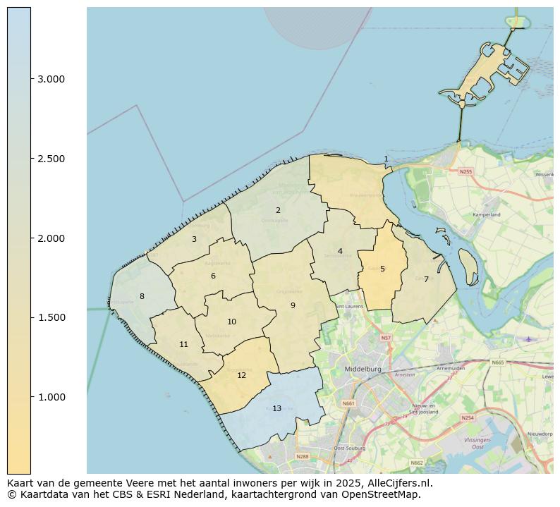 Afbeelding van de gemeente Veere op de kaart.