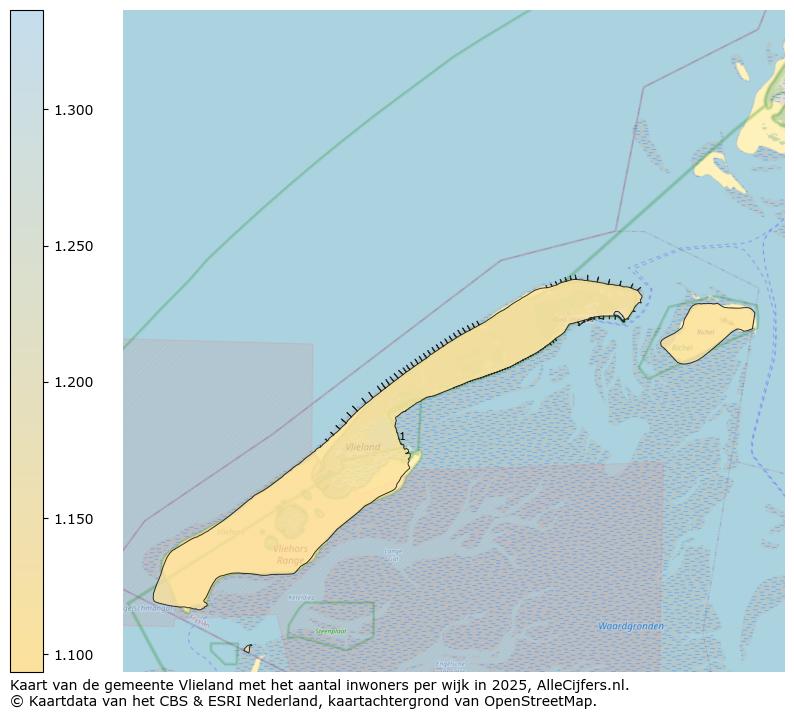 Afbeelding van de gemeente Vlieland op de kaart.