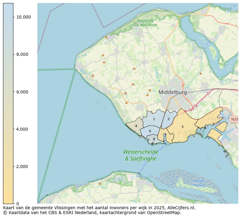 Afbeelding van de gemeente Vlissingen op de kaart.