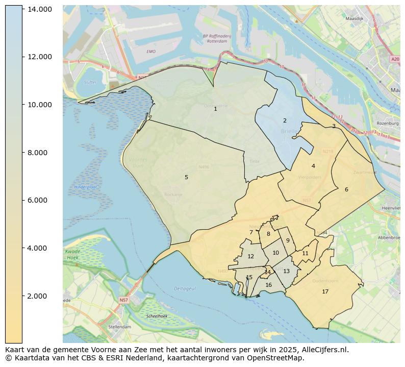 Afbeelding van de gemeente Voorne aan Zee op de kaart.