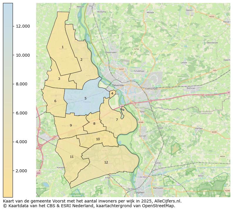 Afbeelding van de gemeente Voorst op de kaart.