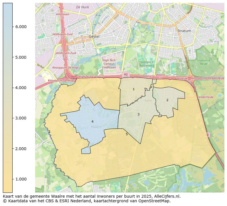 Afbeelding van de gemeente Waalre op de kaart.