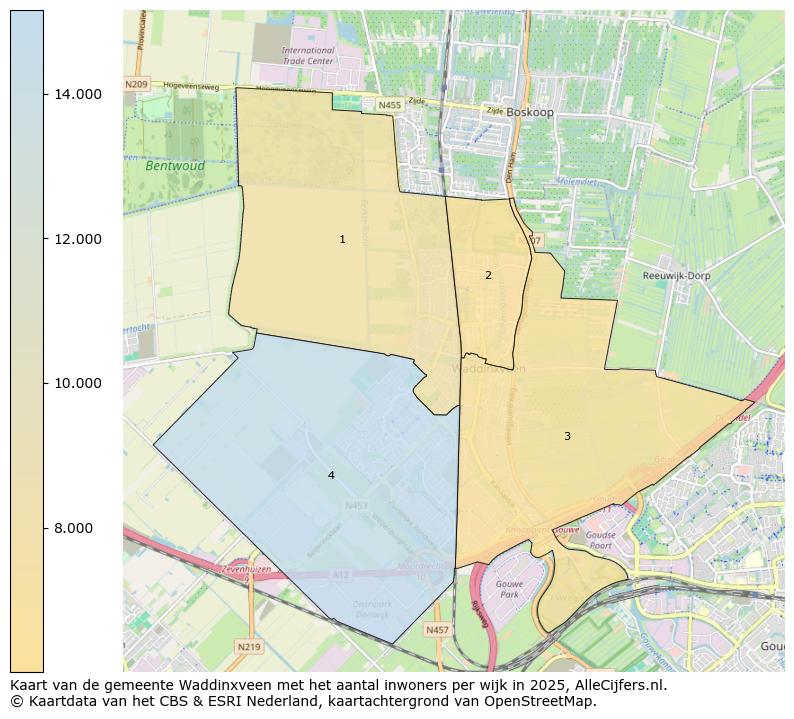 Afbeelding van de gemeente Waddinxveen op de kaart.