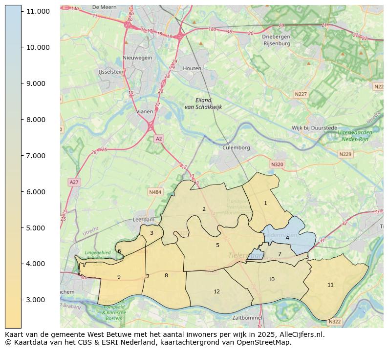 Afbeelding van de gemeente West Betuwe op de kaart.
