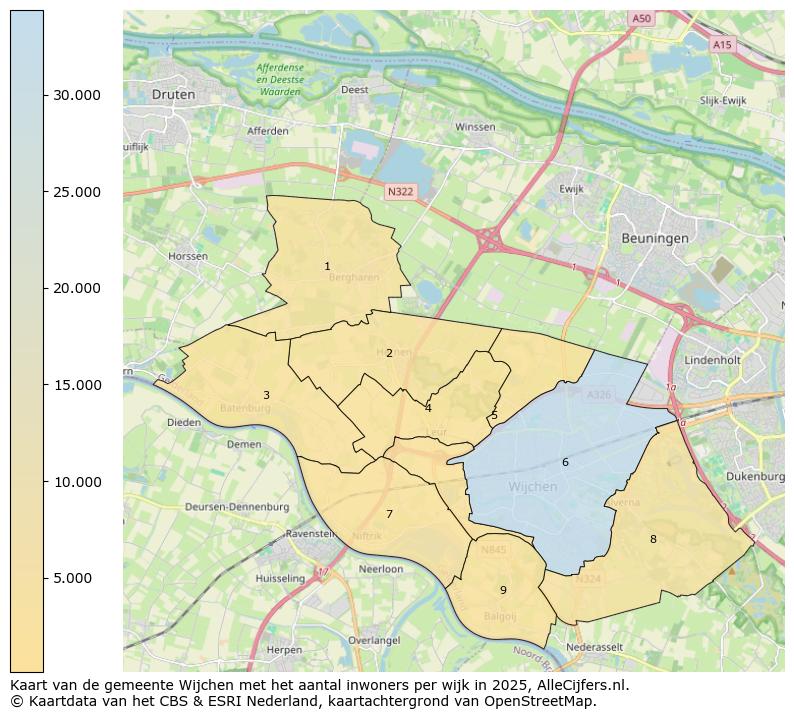 Afbeelding van de gemeente Wijchen op de kaart.