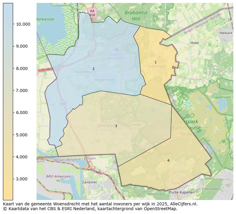 Afbeelding van de gemeente Woensdrecht op de kaart.