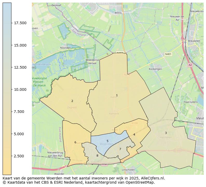 Afbeelding van de gemeente Woerden op de kaart.