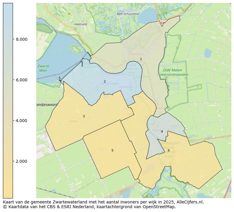 Afbeelding van de gemeente Zwartewaterland op de kaart.