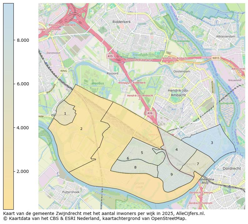 Afbeelding van de gemeente Zwijndrecht op de kaart.