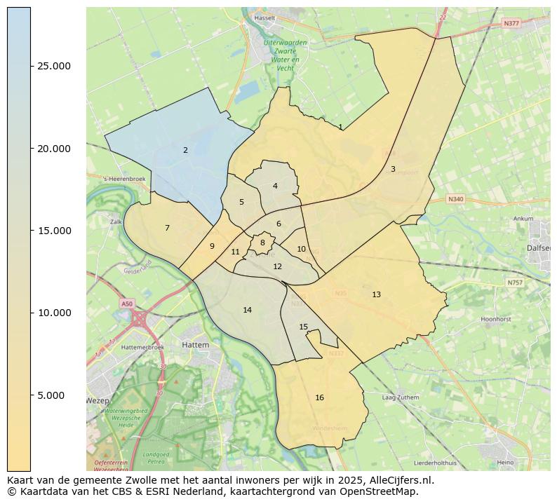 Afbeelding van de gemeente Zwolle op de kaart.