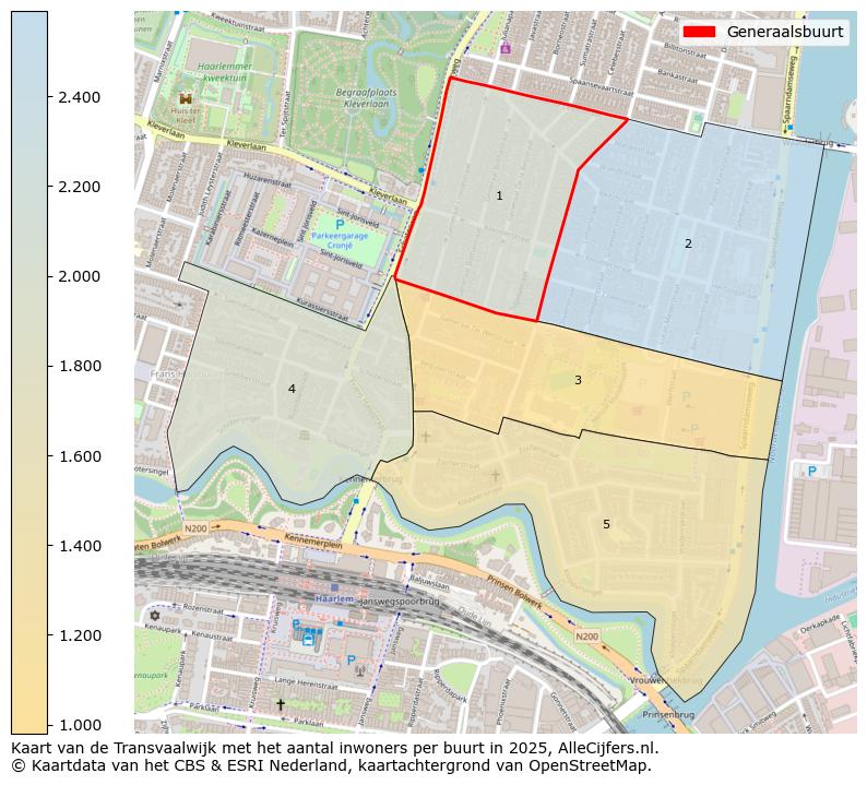 Afbeelding van de Generaalsbuurt op de kaart.