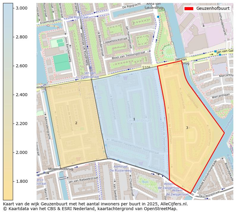 Afbeelding van de Geuzenhofbuurt op de kaart.