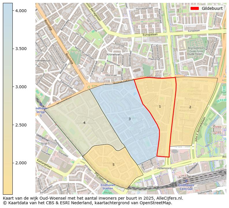 Afbeelding van de Gildebuurt op de kaart.