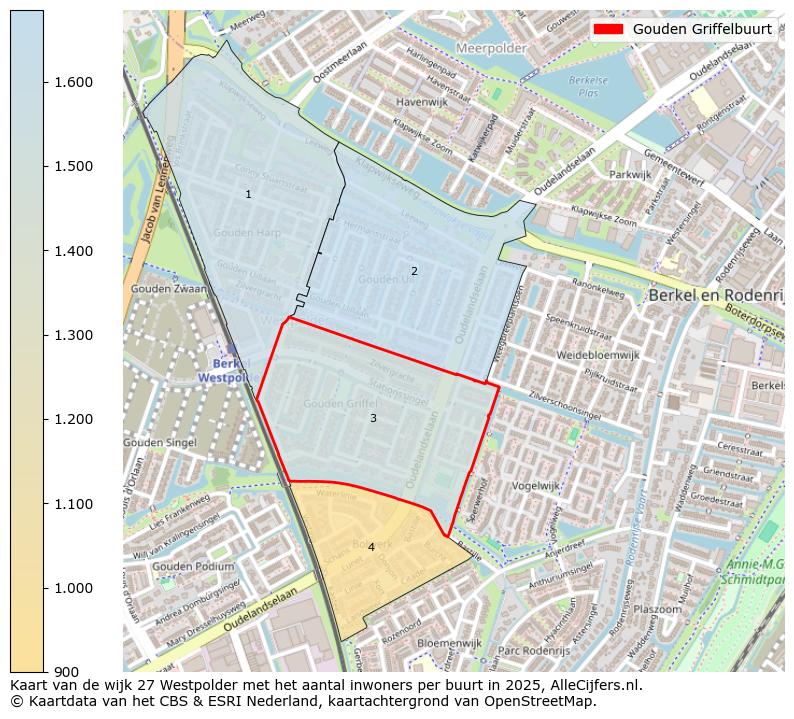 Afbeelding van de Gouden Griffelbuurt op de kaart.