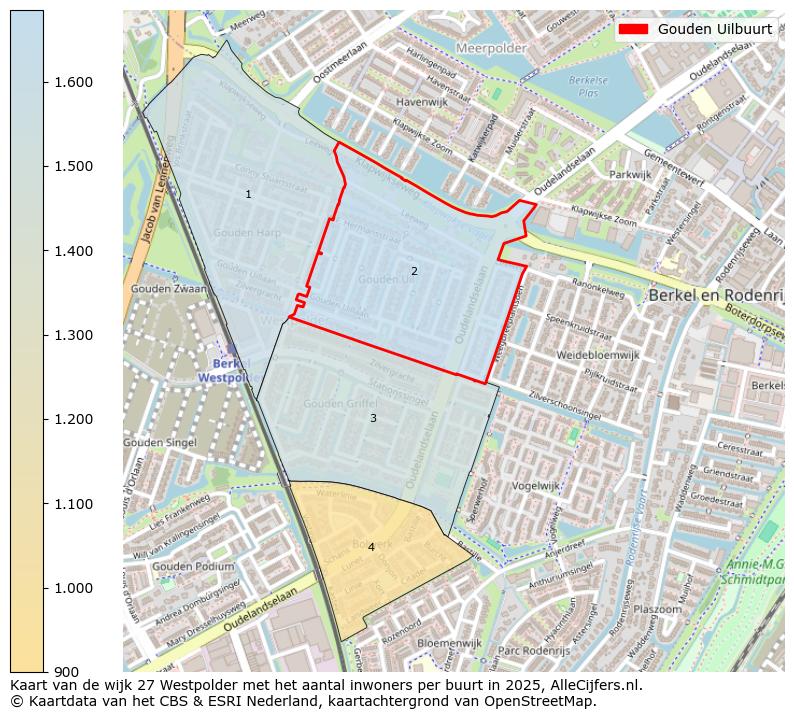 Afbeelding van de Gouden Uilbuurt op de kaart.