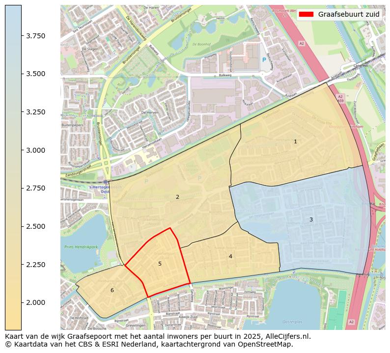 Afbeelding van de Graafsebuurt zuid op de kaart.