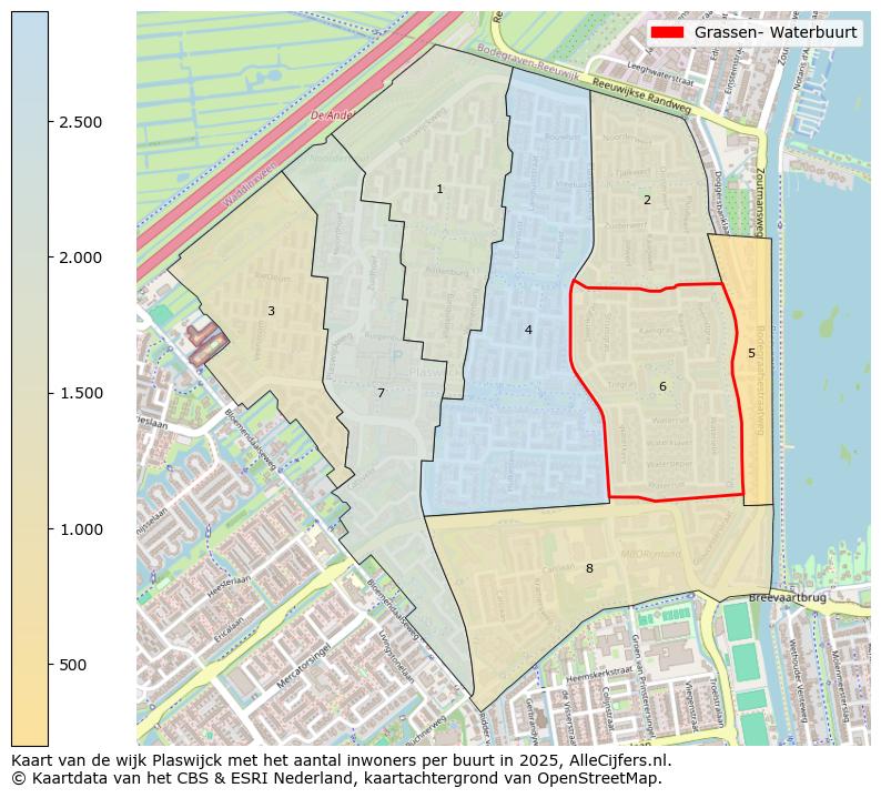 Afbeelding van de Grassen- Waterbuurt op de kaart.