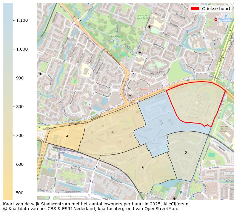 Afbeelding van de Griekse buurt op de kaart.