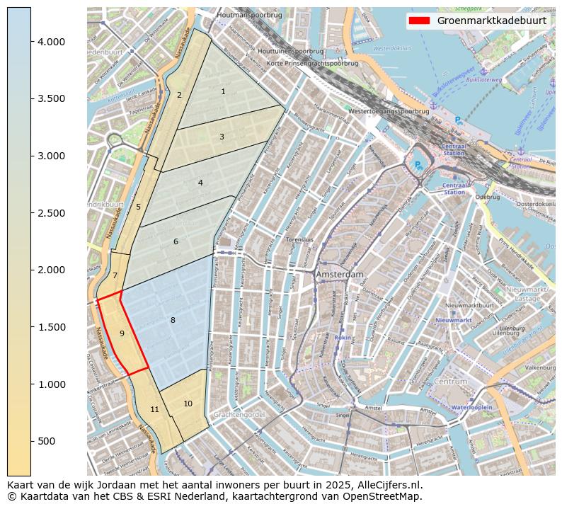 Afbeelding van de Groenmarktkadebuurt op de kaart.
