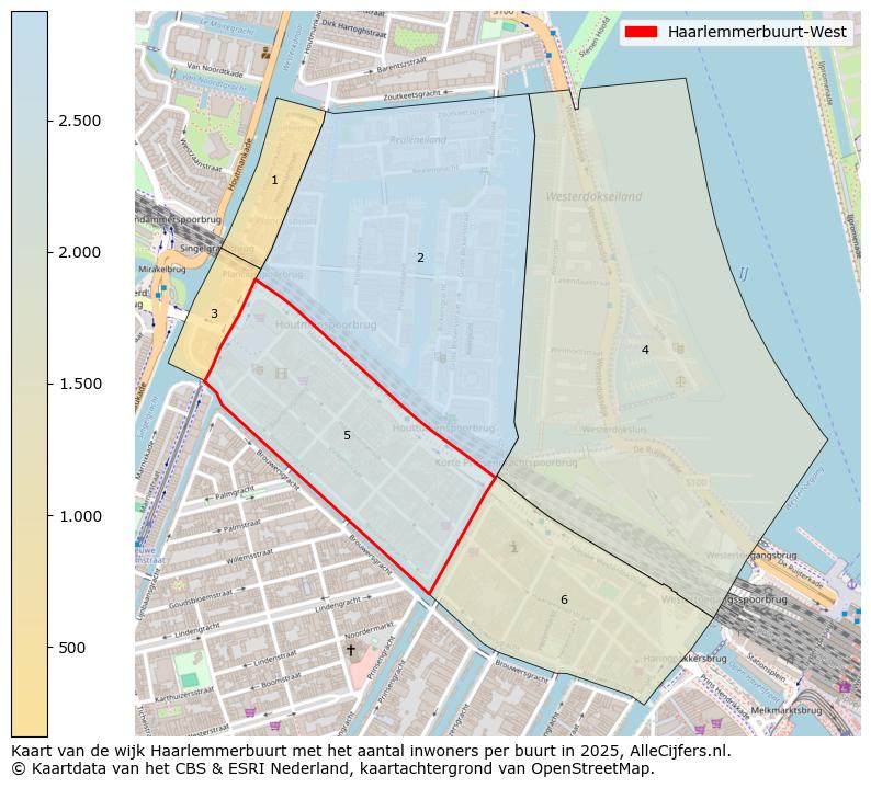 Afbeelding van de Haarlemmerbuurt-West op de kaart.