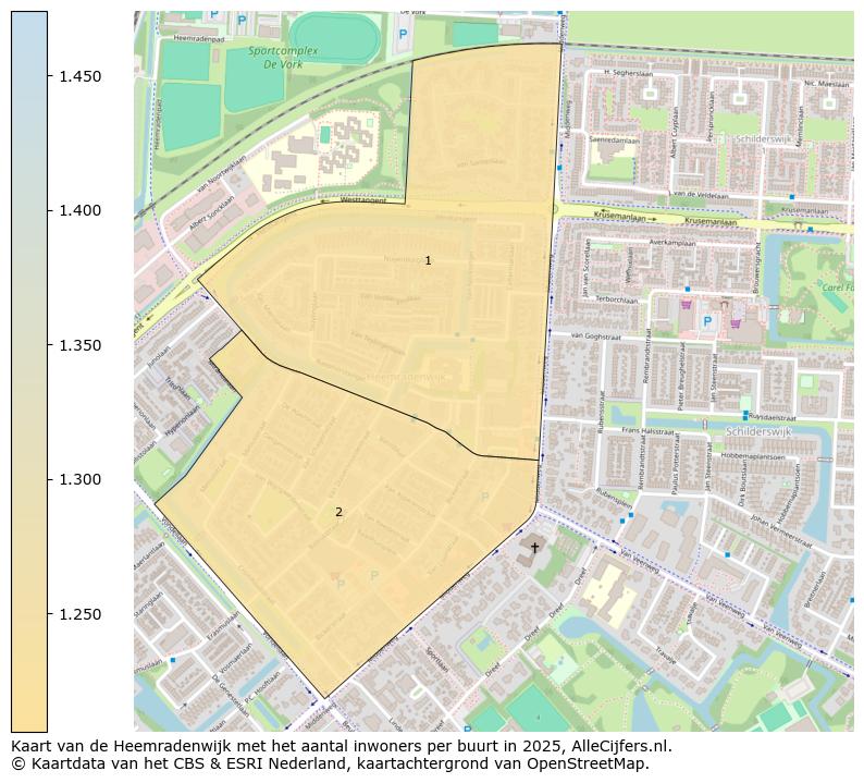 Afbeelding van de Heemradenwijk op de kaart.