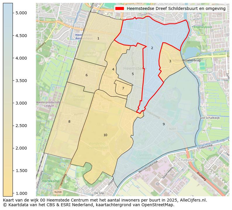 Afbeelding van de Heemsteedse Dreef Schildersbuurt en omgeving op de kaart.