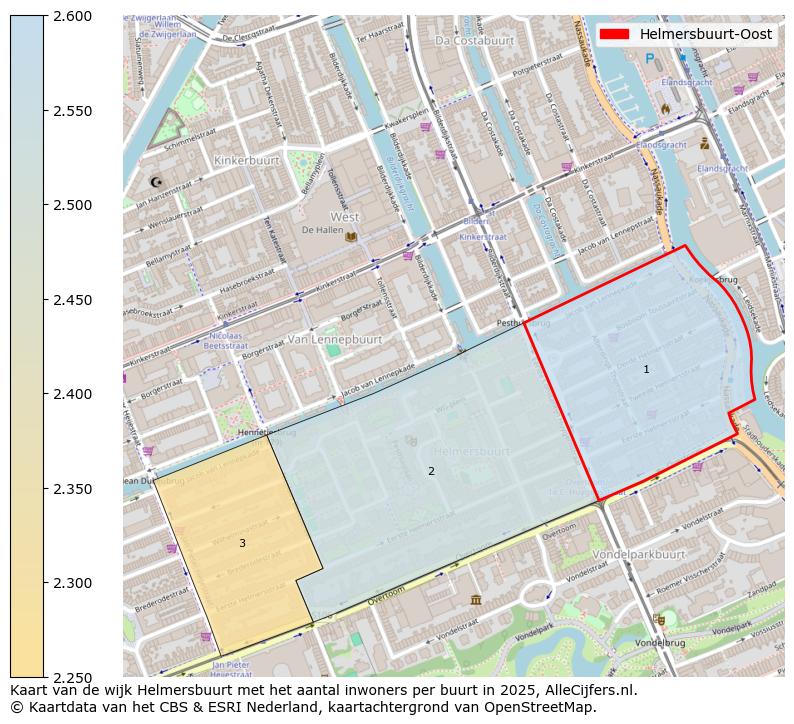 Afbeelding van de Helmersbuurt-Oost op de kaart.