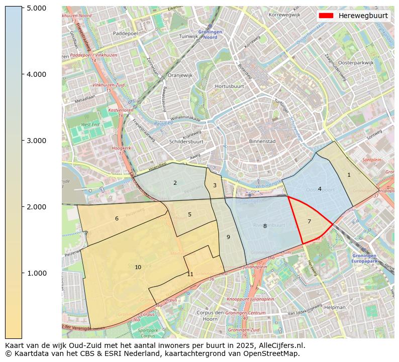 Afbeelding van de Herewegbuurt op de kaart.