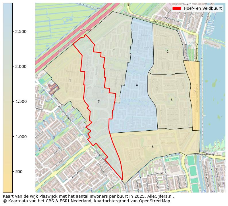 Afbeelding van de Hoef- en Veldbuurt op de kaart.