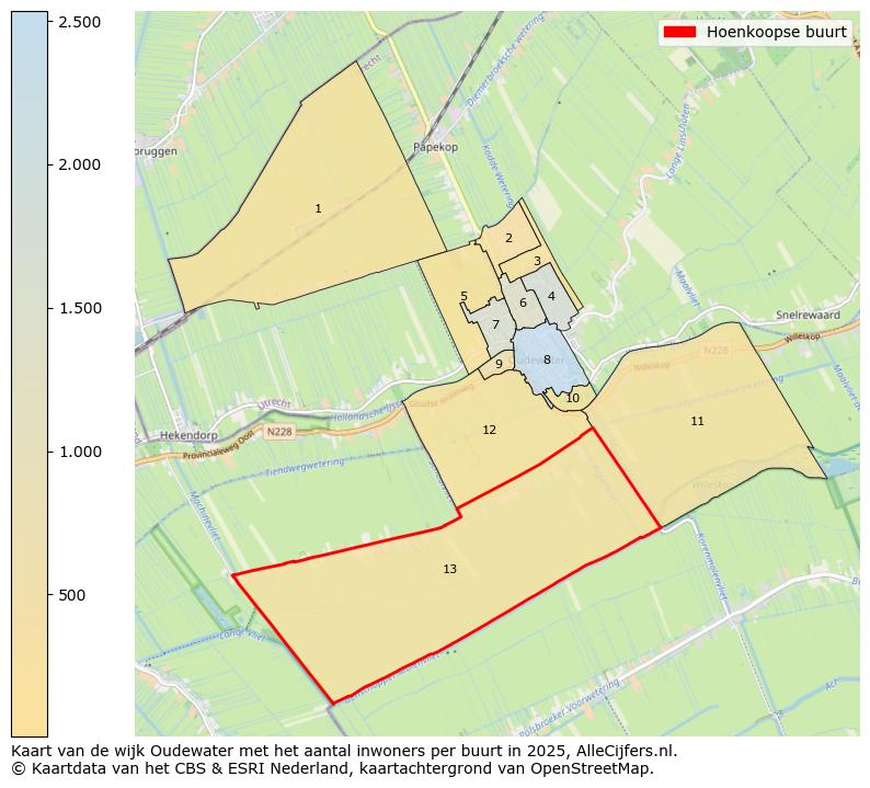 Afbeelding van de Hoenkoopse buurt op de kaart.