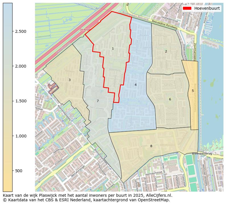 Afbeelding van de Hoevenbuurt op de kaart.