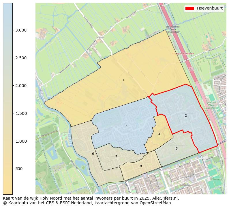Afbeelding van de Hoevenbuurt op de kaart.