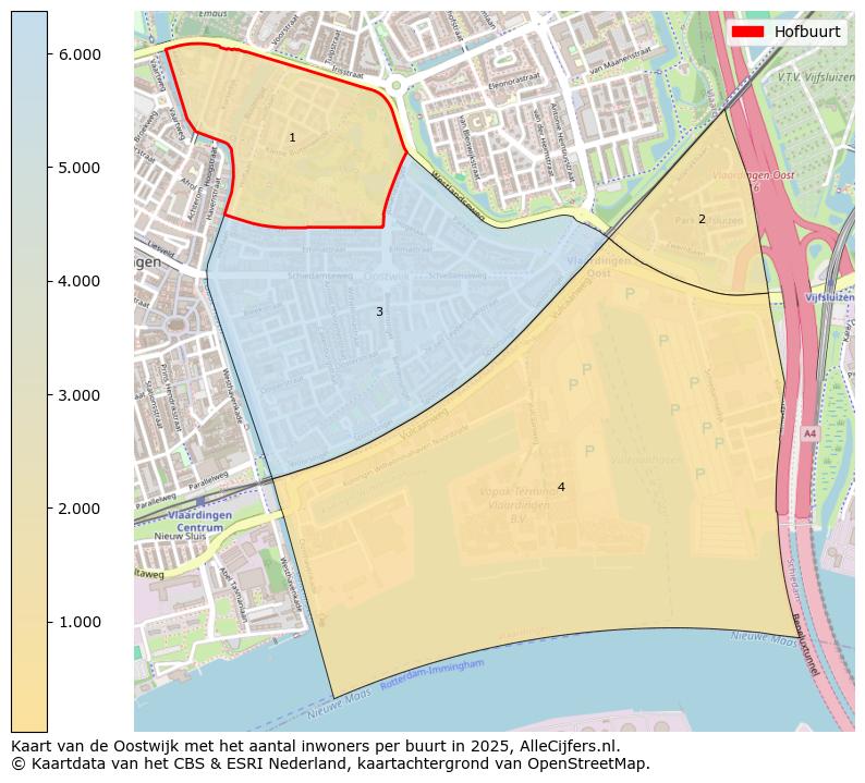 Afbeelding van de Hofbuurt op de kaart.