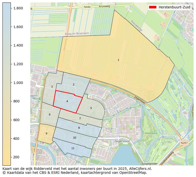 Afbeelding van de Horstenbuurt-Zuid op de kaart.