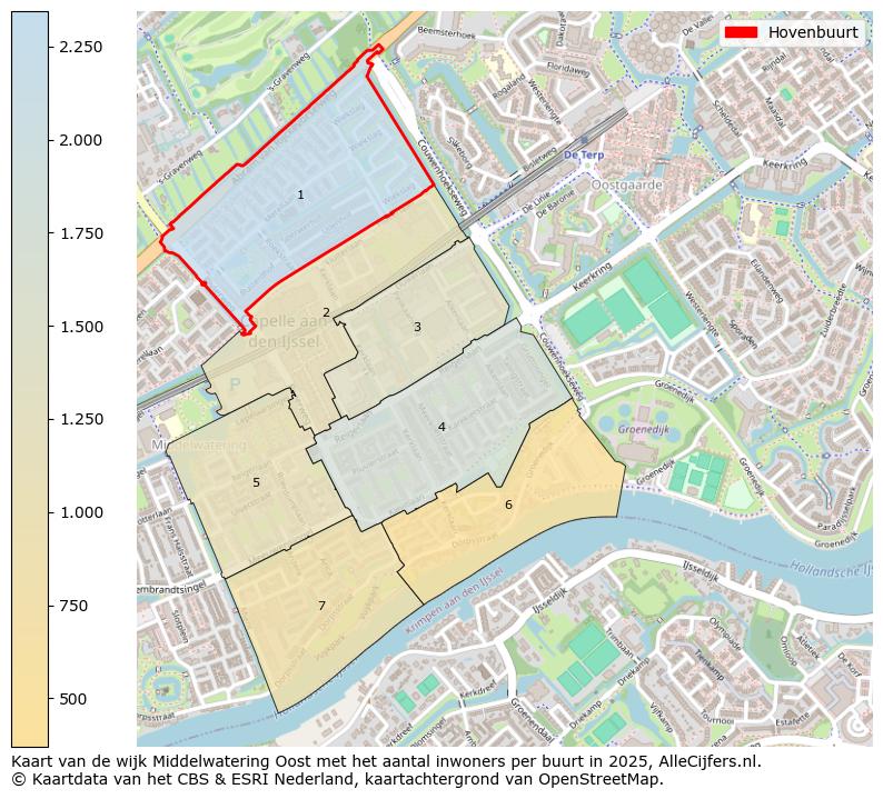 Afbeelding van de Hovenbuurt op de kaart.