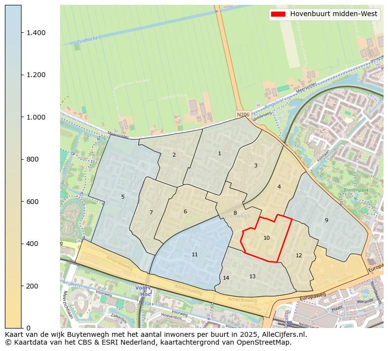 Afbeelding van de Hovenbuurt midden-West op de kaart.
