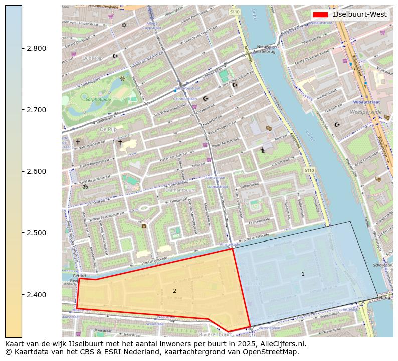 Afbeelding van de IJselbuurt-West op de kaart.