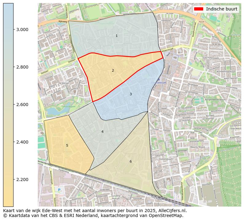 Afbeelding van de Indische buurt op de kaart.