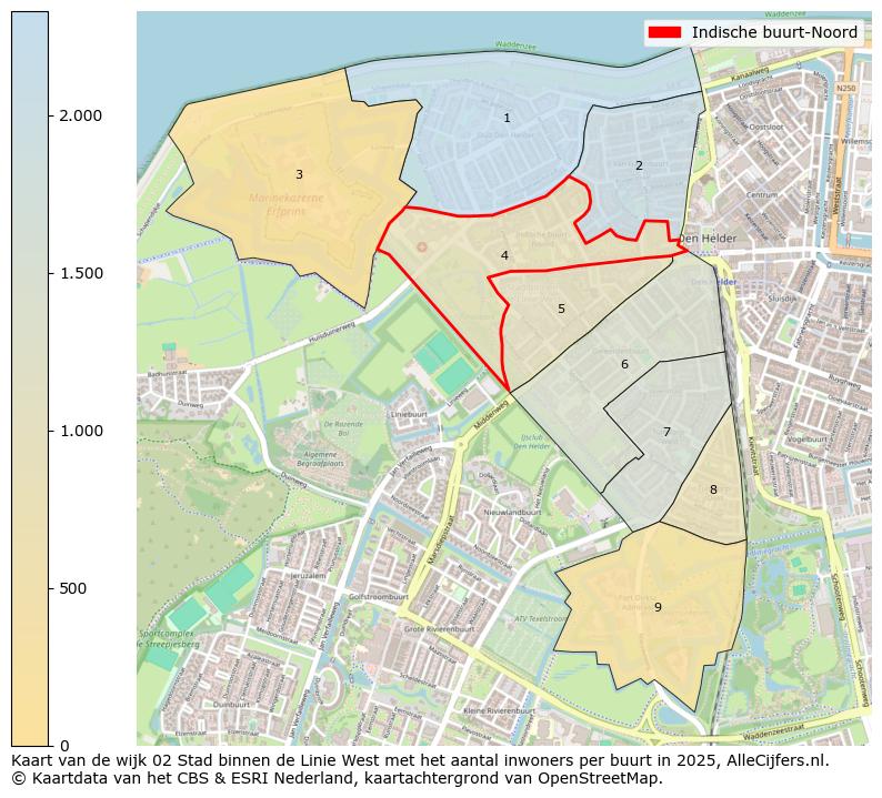 Afbeelding van de Indische buurt-Noord op de kaart.