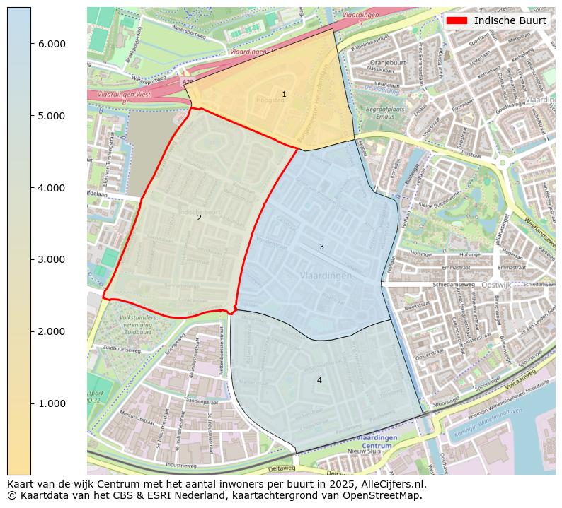 Afbeelding van de Indische Buurt op de kaart.